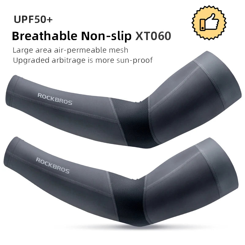 ROCKBROS Ice Fabric Running Camping Sleeves Breathable Sleeve Quick Dry Arm Protect UV400 Arm Cover Summer Sports Safety Gear