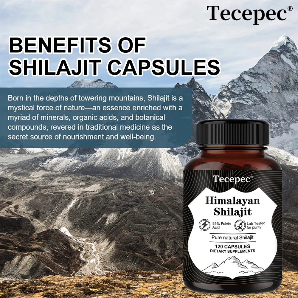 Natural Himalayan Shilajit Capsules - Rich in 85+ Trace Minerals, Good for Brain, Energy, Muscles, Joint Support, Heart Health
