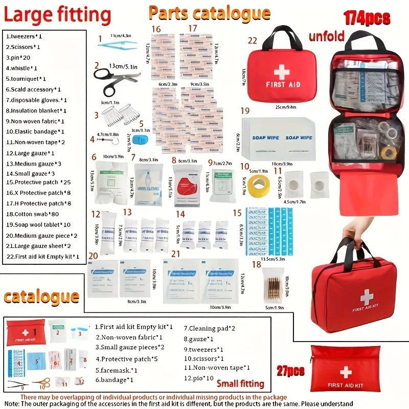 Deluxe First Aid Kit with Carrying Pouch, Outdoor First Aid Kit - Essential Emergency Kit for Camping, Hiking and Travell