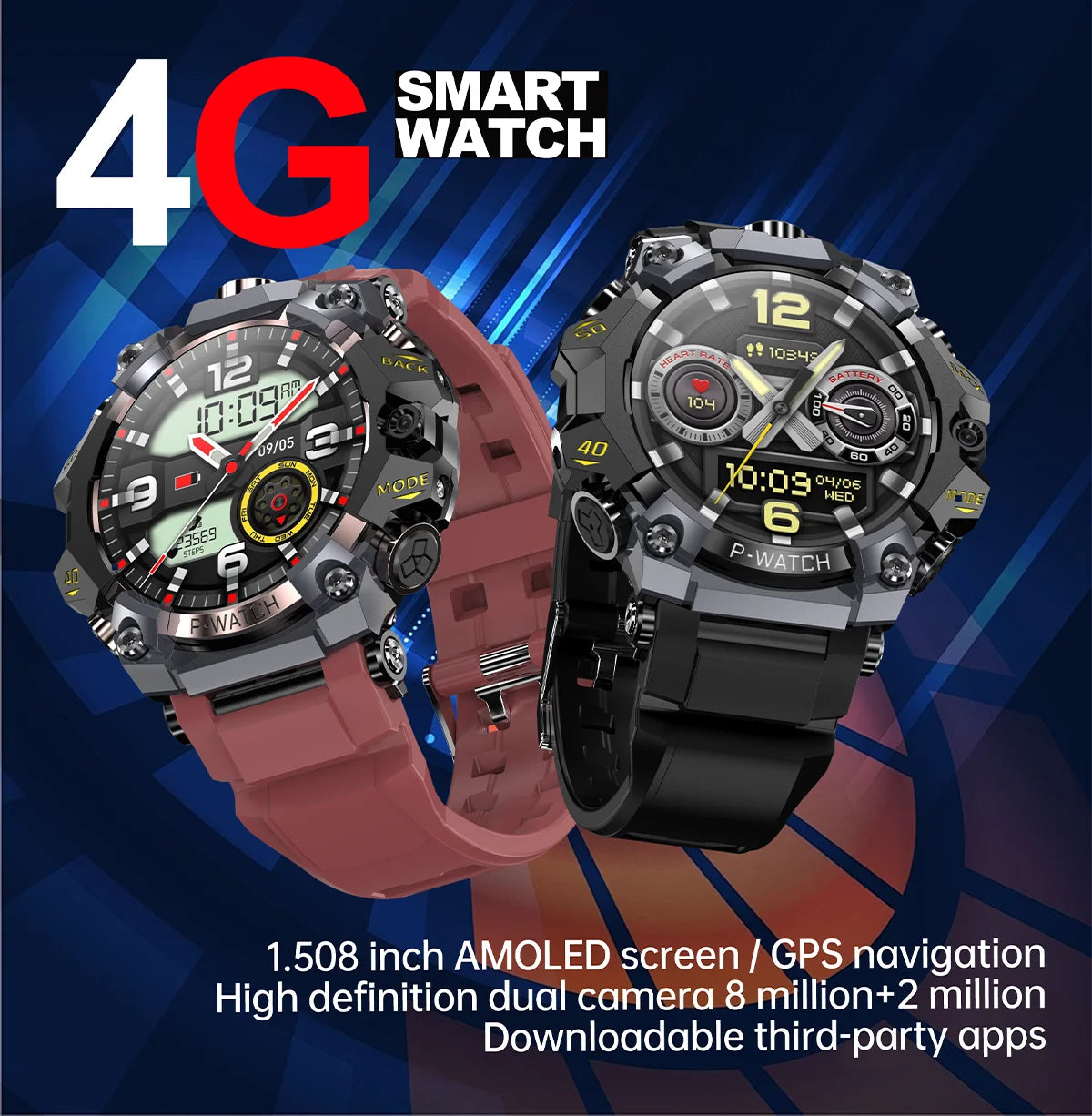 Q668 Smart Watch Android 4G LTE Smartwatch Men IP68 waterproof 800W Dual Camera Amoled GPS WIFI Multi sport mode Download Apps