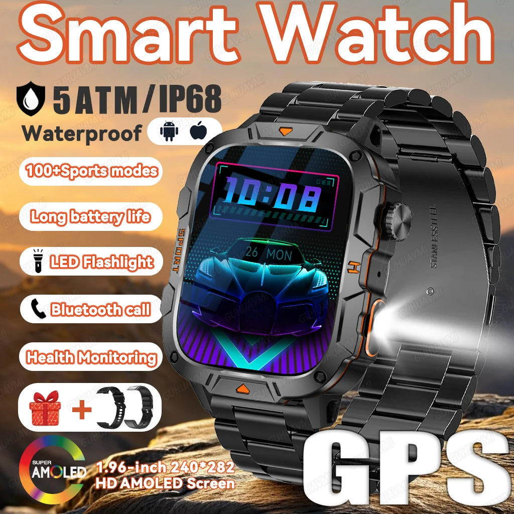 2025 For HUAWEI Ultimate Edition Military Quality GPS SmartWatch 5ATM 1.96'' HD AMOLED Heart Rate Bluetooth Call Man Smart Watch