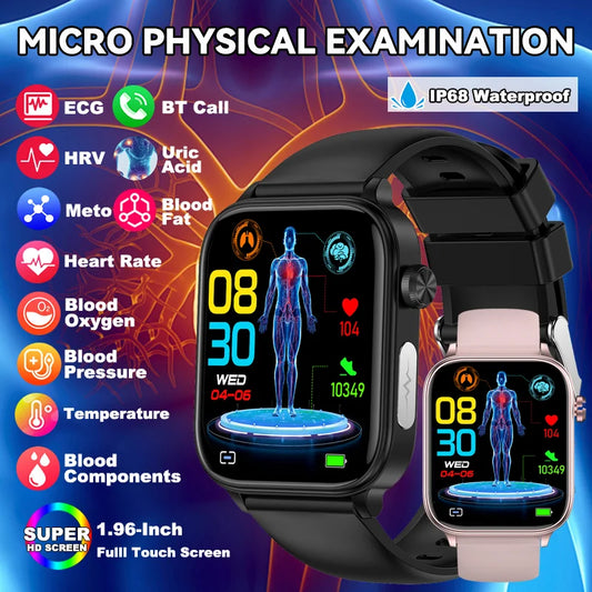 LIGE 2025 New ECG+PPG AI Healthy Diagnose Smart Watch Men Women Blood Lipid Uric Acid Female Menstrual Health Tracker Smartwatch