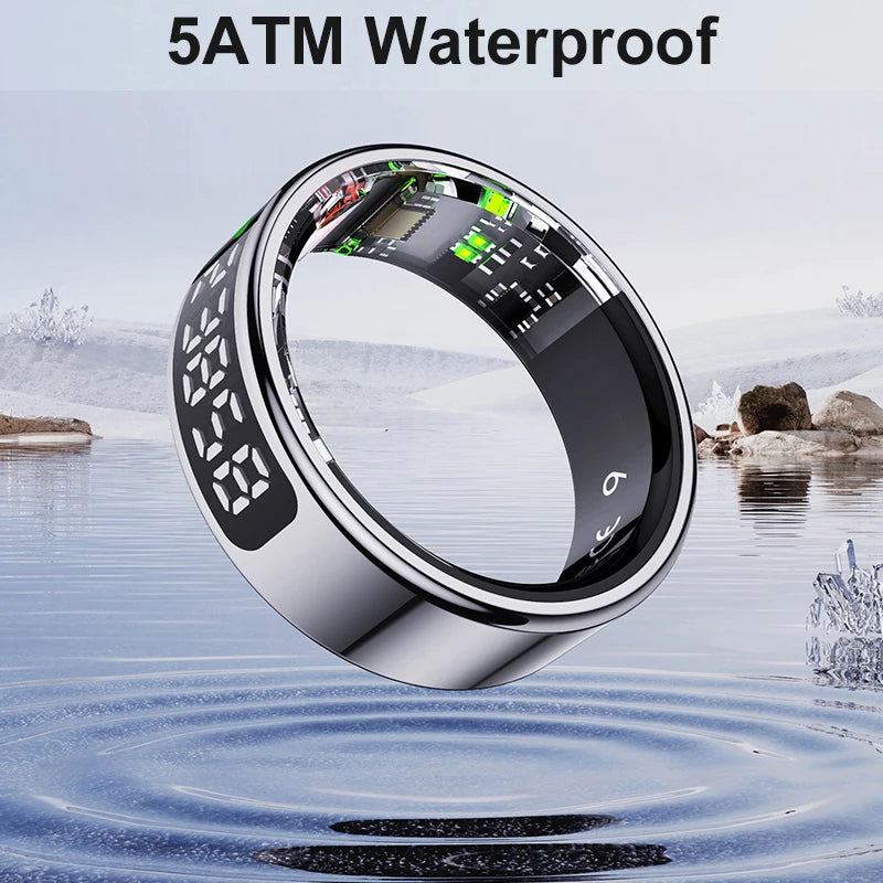 New R11 R12 Smart Ring For Men Women with Wireless Charging stand,Health and Sleep Monitor 5ATM Waterproof,Multi-sport Mode