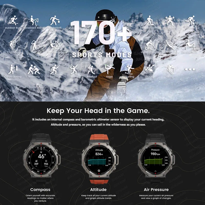 2025 NEW For XIAOMI GPS Smart Watch For Men Smartwatch Compass Altimeter Barometric 10ATM IP69K Waterproof AMOLED Mens bracelet