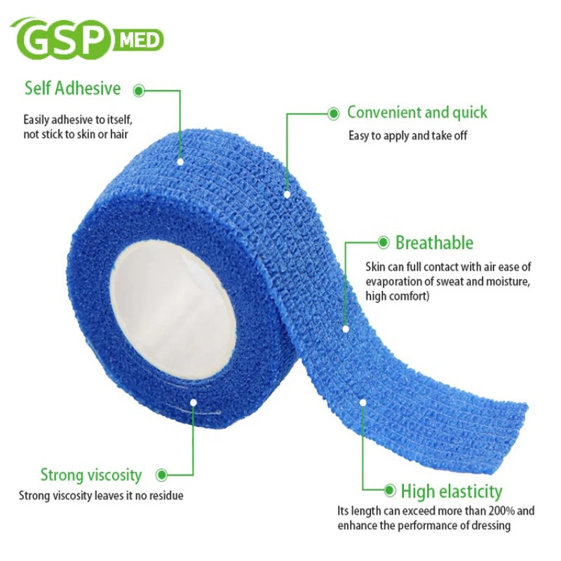1Roll 2.5/5/10cm Self Adhesive Elastic Bandage Sports Tattoo Kit Cohesive Tape Wrap Elastoplast for Injury Finger Wrist Ankle