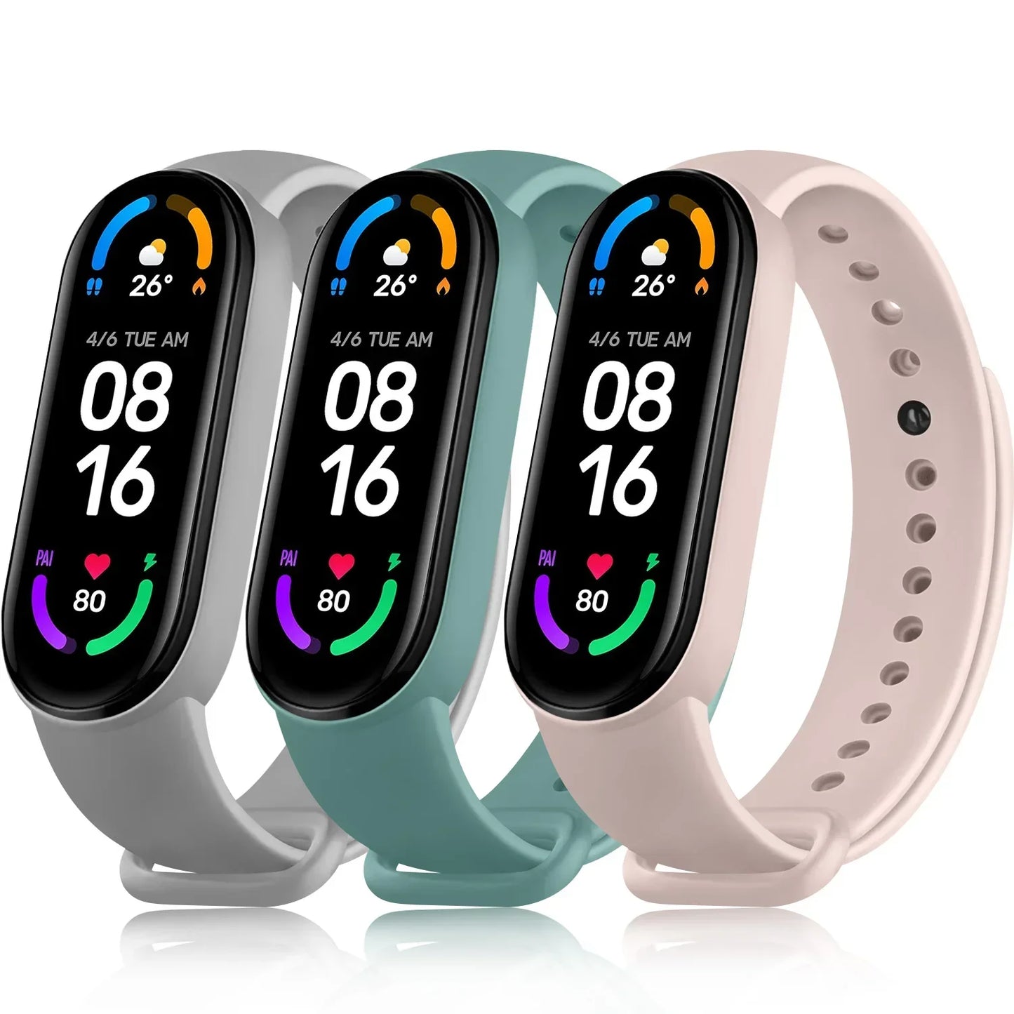 3pcs Soft Silicone Strap For Xiaomi Mi Band 6 5 Amazfit Band 5 Bracelet watch Sport Waterproof For Mi Band 6 5 Strap Wristband