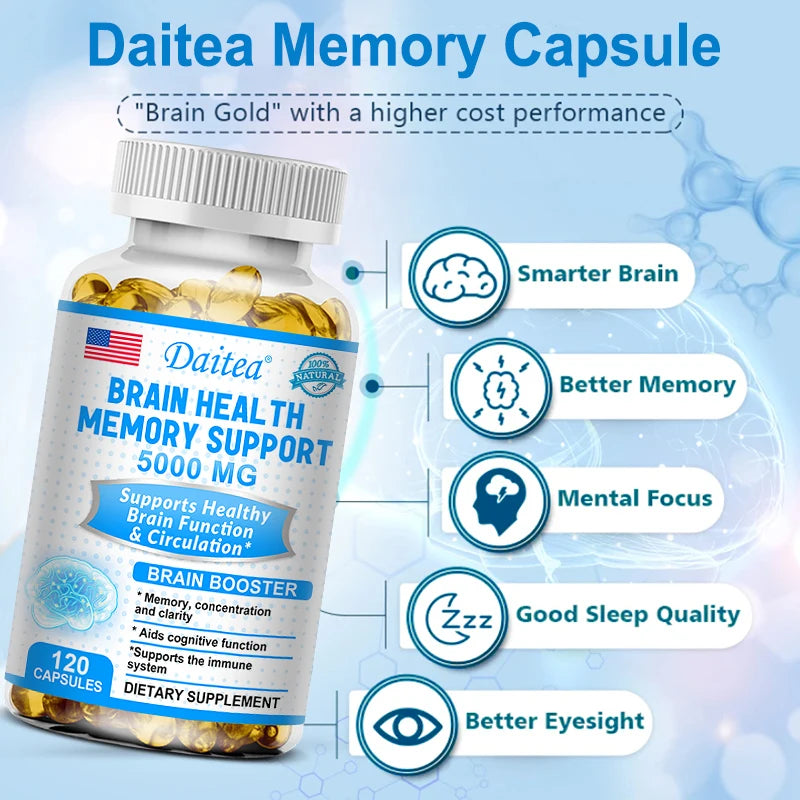 Vitamin B6 Supplement, Brain Health Memory Support 5000 mg, Supports Focus, Brain Function & Circulation, 120 Capsules