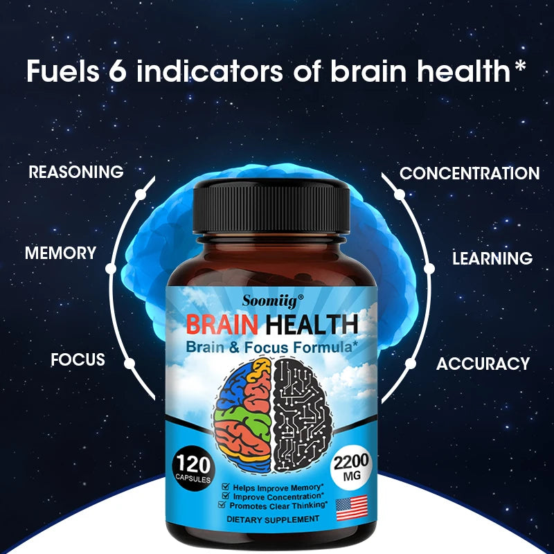 2200 mg Brain Booster with Vitamin B6, B12 supplement to support memory, mental clarity and immune system health.