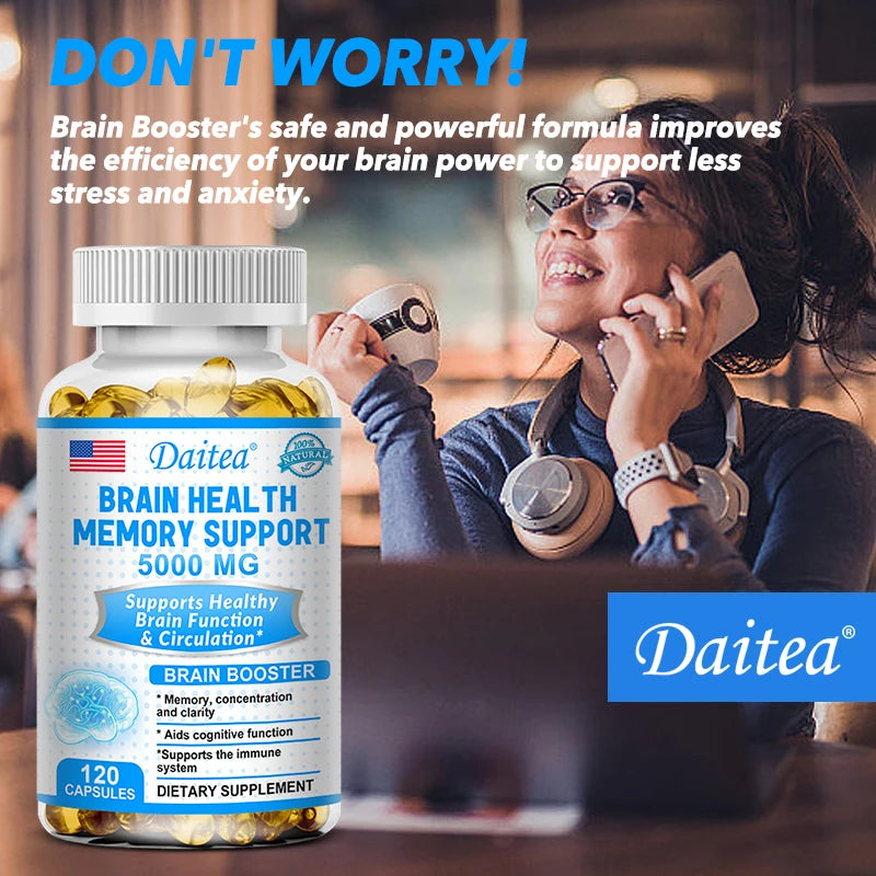 Brain Health Memory Support 5000 Mg, Function & Circulation, Brain Booster "Memory, Focus & Clarity Supports Cognitive Function