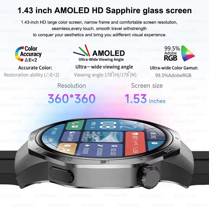 New GT 5 PLUS Smart Watch Men Women  AMOLED HD Screen SmartWatch Heart rate Blood oxygen Music Sport GPS tracker NFC Smartwatch