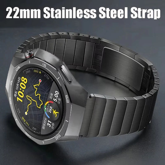 22mm Luxury Stainless Steel Strap For Huawei Watch GT 5 Pro GT5 GT4 GT3 GT2 Pro/GT2 46mm Metal Bracelet for Huawei Watch 3/4 Pro