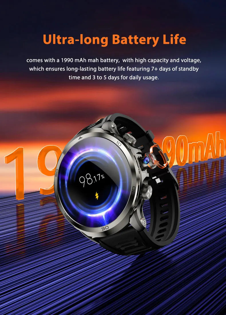 H19 Smart Watch 4G Android 9.0 OS 1990Mah NFC 466*466 Heart Rate 1.95 inch Large Screen GPS WIFI Smartwatch for Men Women Gift