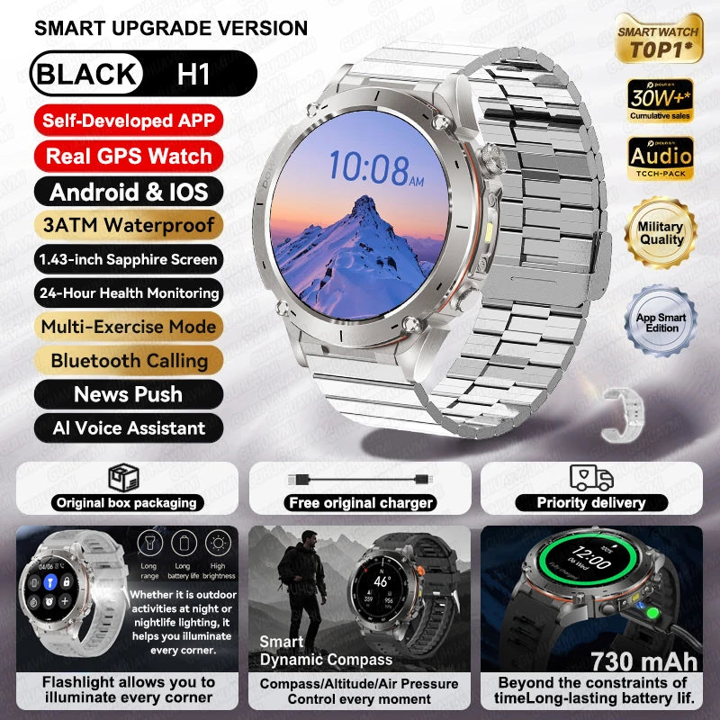 2025 New For Xiaomi IOS Ultra GPS Smart Watch 10ATM Waterproof Built-in Dual-band GNSS Compass Military Sport Men SWIM Bracelet