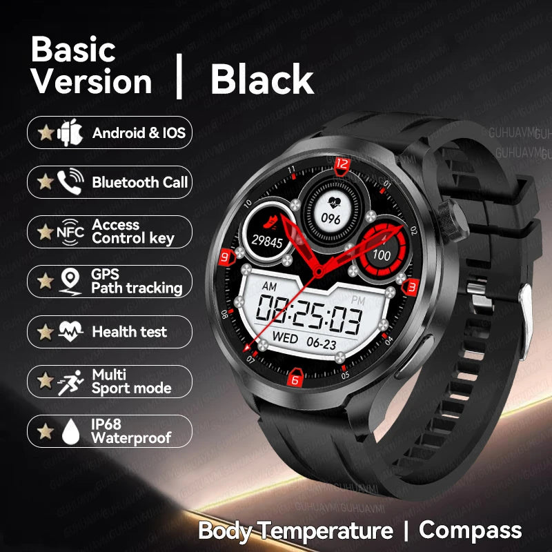 2025 New GPS Sports NFC Fashion Smartwatch Men's 1.85 "AMOLED Screen Heart Rate Blood Pressure Health Smart Watch For Huawei IOS
