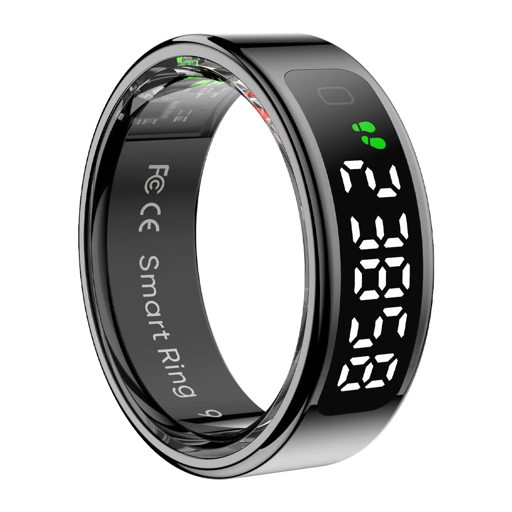 R12 Smart Ring With Display Screen Touch Heart Rate Health Monitoring Manager Wireless Charging 5 ATM Waterproof For Men Women