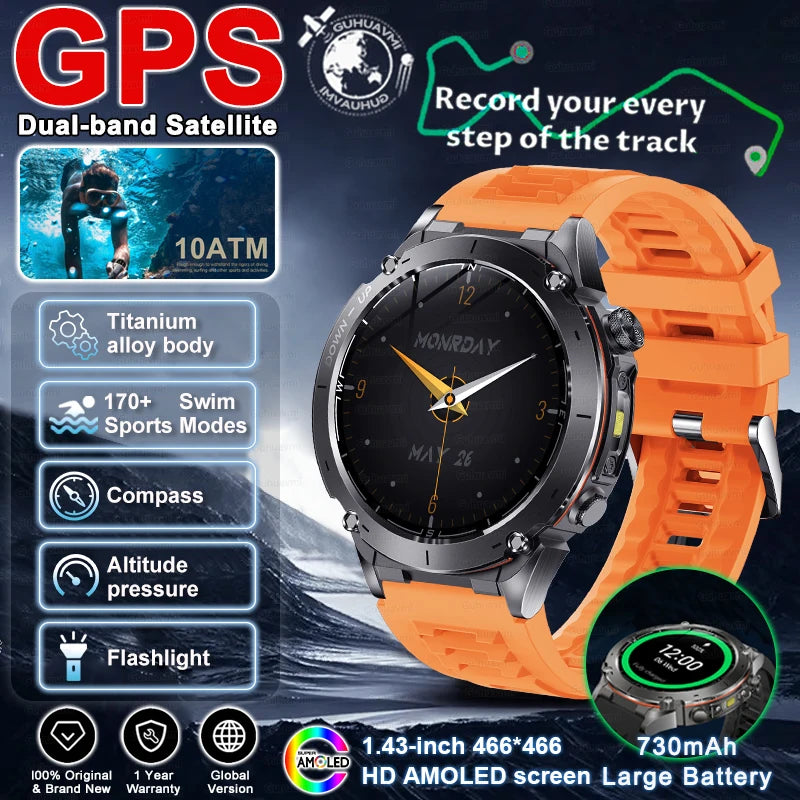 2025 New For HUAWEI IOS Ultra GPS Smart Watch 10ATM Waterproof Built-in Dual-band GNSS Compass Military Sport Men SWIM Bracelet