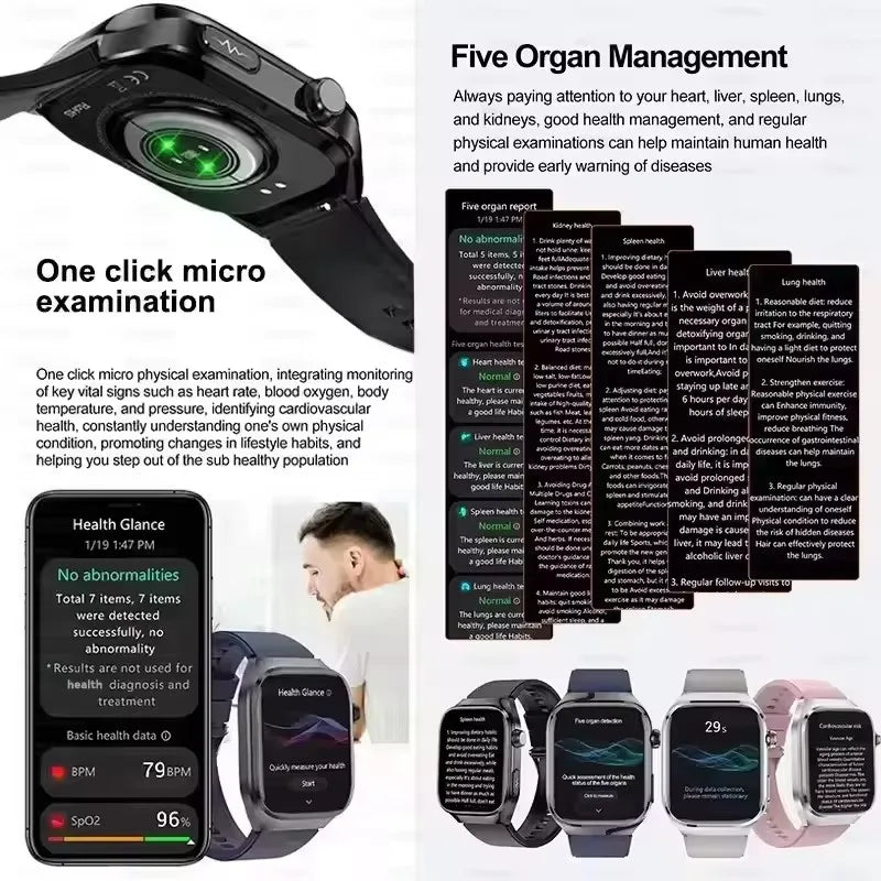 2025 New Men Uric Acid Blood Lipids Five Tests Blood Pressure ECG Blood Oxygen Heart Rate Micro Physical Examination Smart Watch