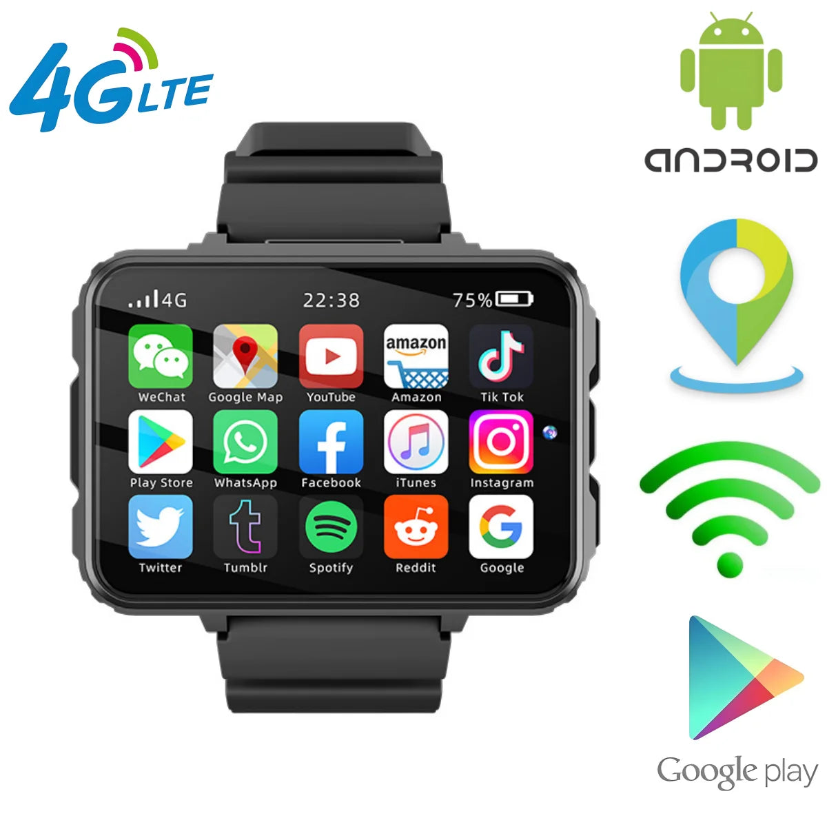 GoldenSpike VP999 Smart Watch 2.4inch Large Amoled Smartwatch With Dual Camera GPS WIFI Sim Card Slot Play Game Video Calling