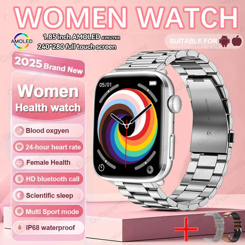 2025 New NFC Smat Watch Women 1.85-inch Blood Pressure Heart Rate Bluetooth Call Female Health Smarwatches Ladies For HUAWEI IOS