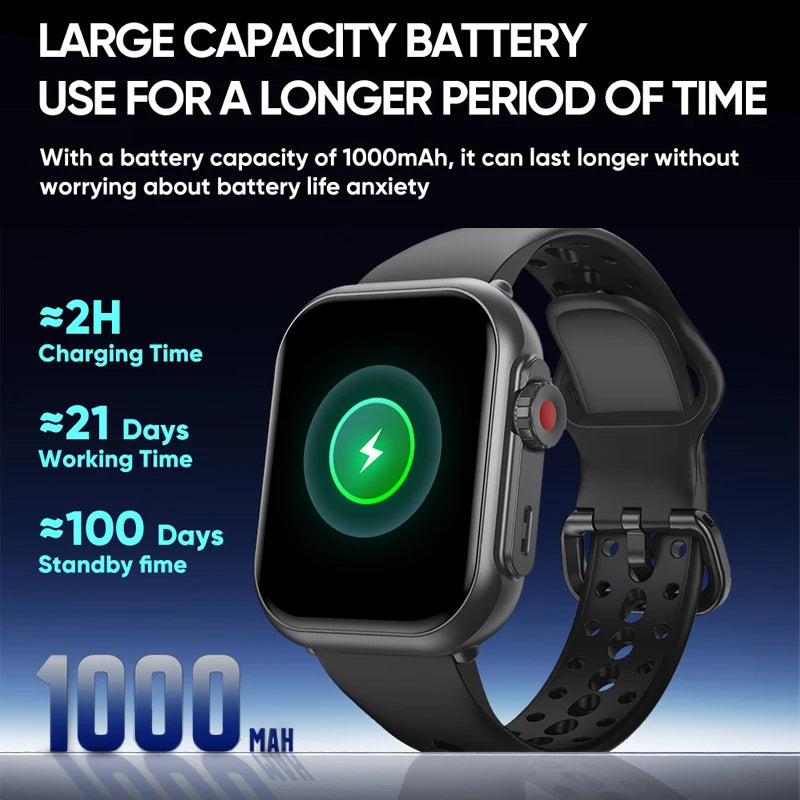 2025 New Original Split screen Watch Ultra 2 Waterproof 1000mAh Battery Heart Rate Sport GPS Track Smart bracelet For IOSAndroid