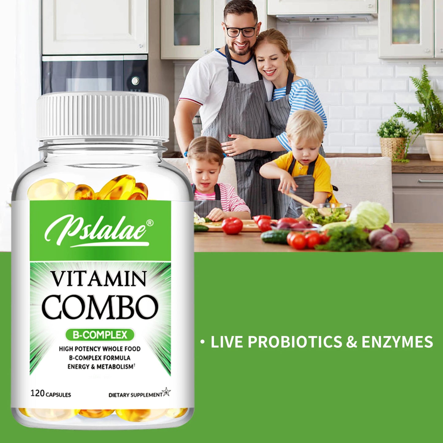 B Vitamin Capsules - Improve Mood, Nervous System and Increase Energy - 120 Capsules