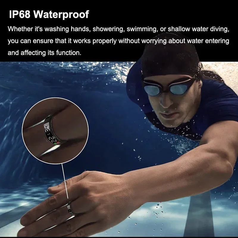 Smart Ring For Men Women Heart Rate Blood Oxygen Monitor Multi 5ATM & IP68 Waterproof Sports Ring Sleep Fitness For Android IOS