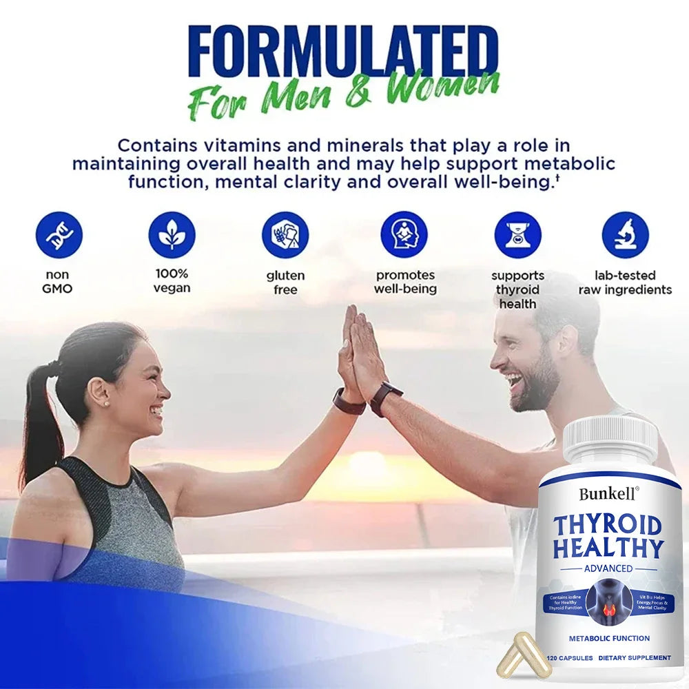 Bunkell Thyroid Support Capsules - Helps with Energy, Focus & Clarity, Boosts Metabolism, Energy Levels & Thyroid Health
