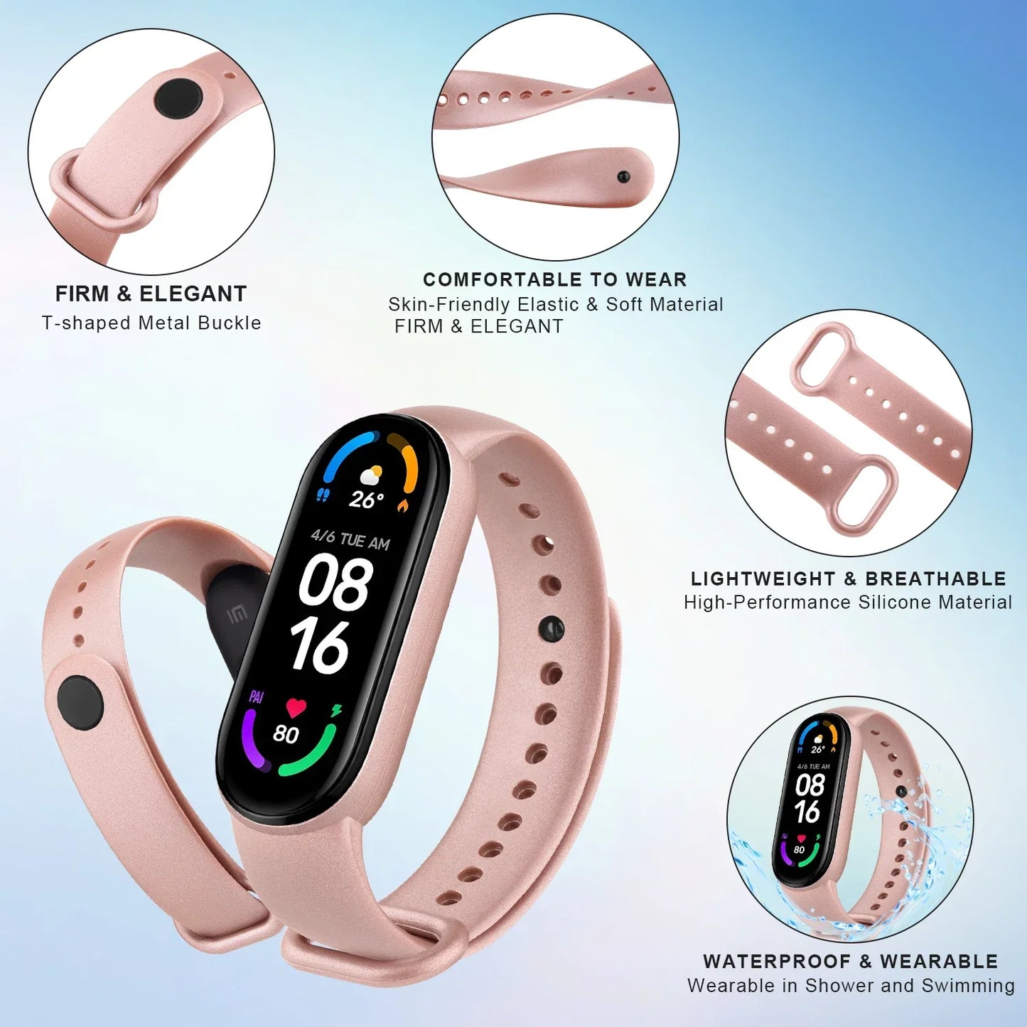3pcs Soft Silicone Strap For Xiaomi Mi Band 6 5 Amazfit Band 5 Bracelet watch Sport Waterproof For Mi Band 6 5 Strap Wristband