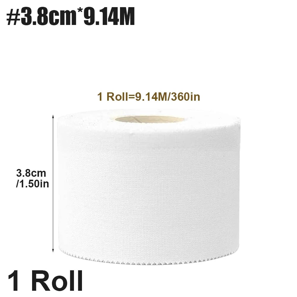 2.5/3.8/5cm 9.1Meters Sport Athletic Waterproof Cotton White Boxing Adhesive Tape Strain Injury Support Sport Binding Bandage