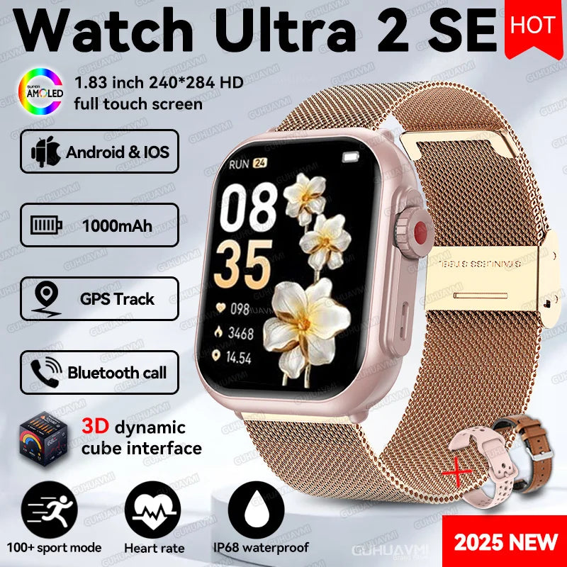 2025 New Watch Ultra 2 SE Men Women 1000mAh Battery HD AMOLED Screen IP68 Waterproof Bluetooth Call For Xiaomi Sport Smart Watch
