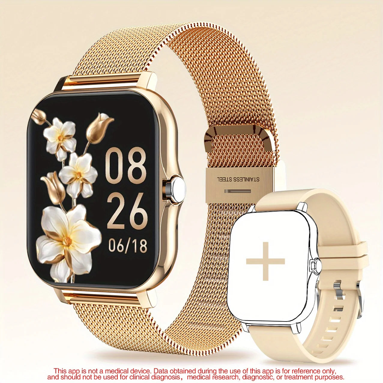 Exclusive 1PC Smart Watch Featuring Wireless Calling, Digital Display, Electronic Movement, Silicone and Stainless Steel Band