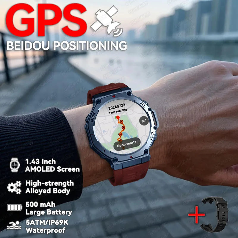 2025 New T-Rex 3 GPS SmartWatch Ultra Men 10ATM IP69K Waterproof Smartwatch Compass Altimeter Barometric Bracelet For HUIAWE IOS