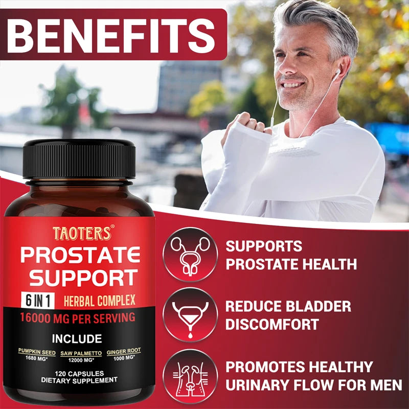Saw Palmetto and Ginger Root Supplements for Prostate Health, Hair Growth, Urinary Tract Health, Inflammation Management