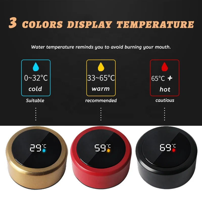 500ml  insulated  stainless  smart  thermos temperature led ,smart  drinkware with reminder to drink Cold water bottle Garrafa