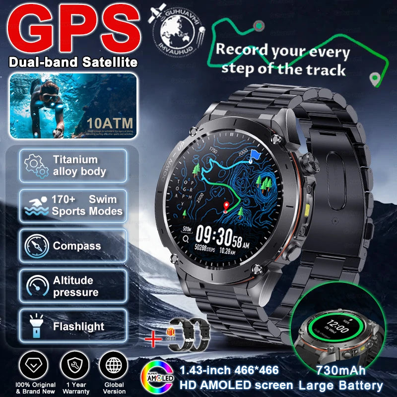 2025 New For HUAWEI IOS Ultra GPS Smart Watch 10ATM Waterproof Built-in Dual-band GNSS Compass Military Sport Men SWIM Bracelet