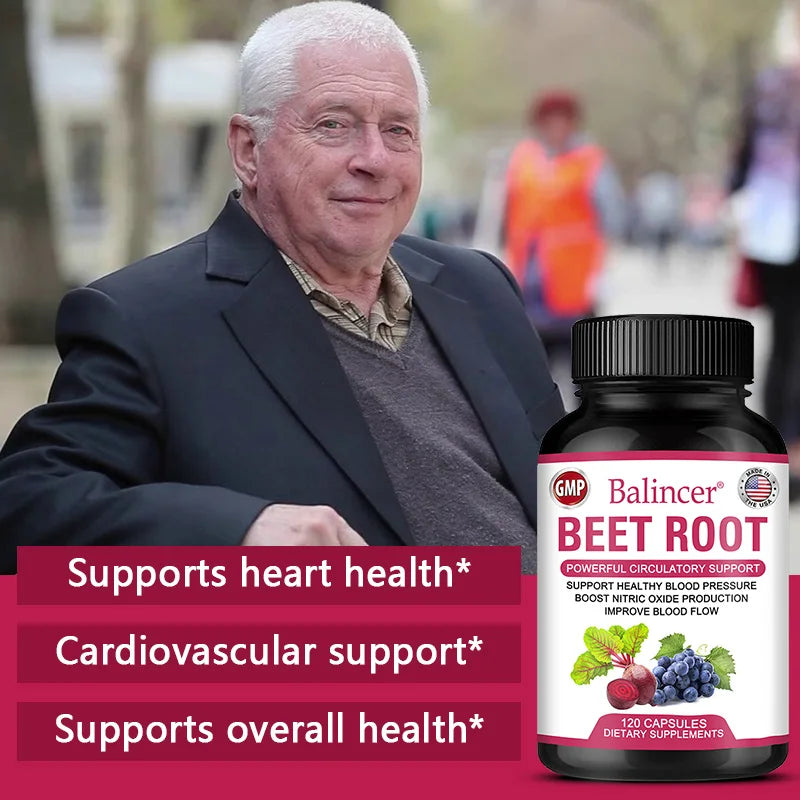 Organic Beet Root Powder Extract + Black Pepper, Vitamin and Mineral Supplement, Blood Circulation, Blood Pressure Health