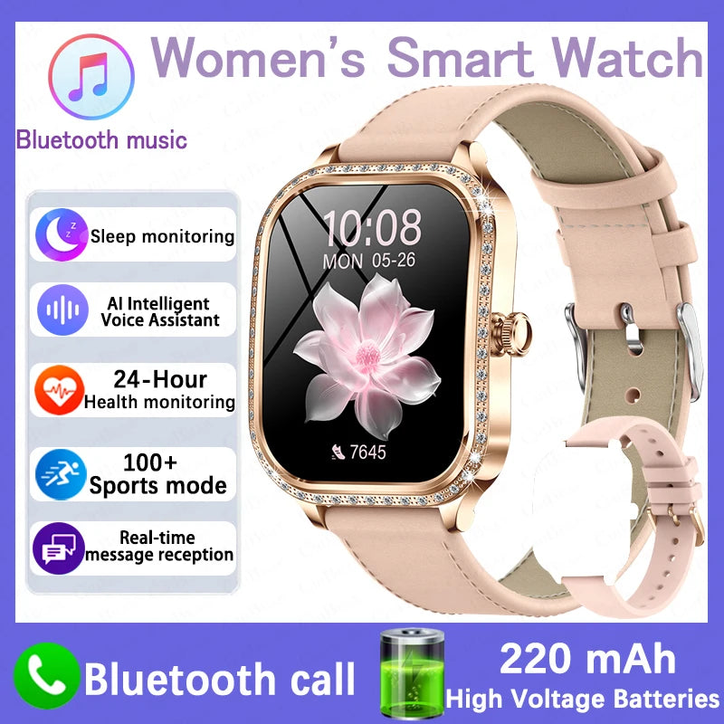 For Xiaomi Huawei New Women Smart Watch Heart Rate Blood Pressure Monitor Music Playback AI Voice Sports BT Calling SmartWatch