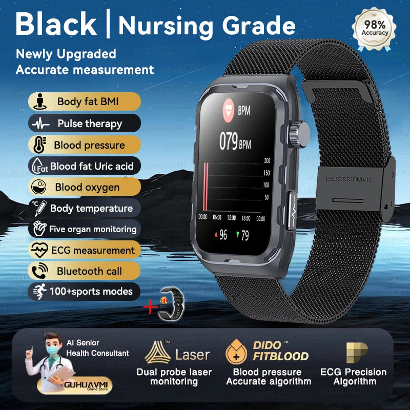 2025 For Xiaomi Nursing level Pulse therapy Health Smartwatch Men ECG+PPG Blood pressure lipid Uric acid Sports Smart Braceles