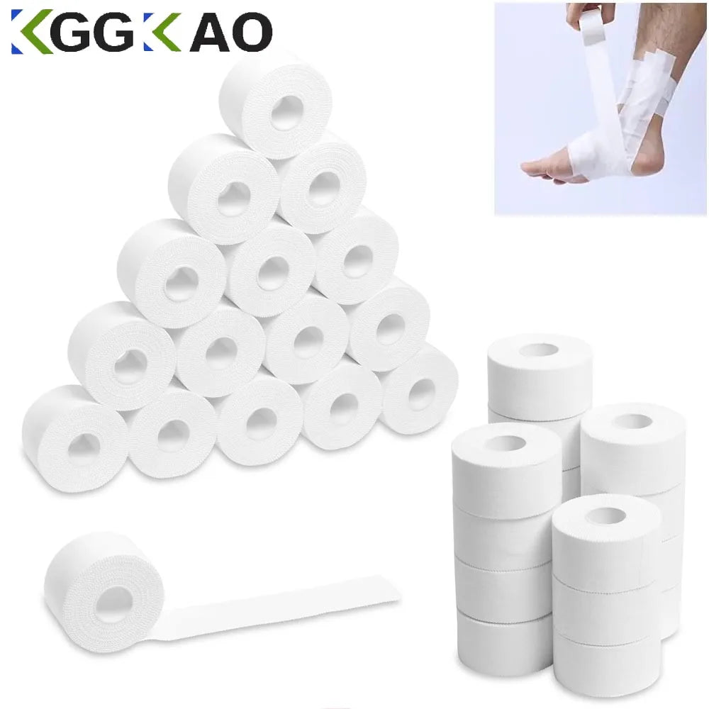 5 Rolls 2.5/3.8/5cm Sport Athletic Waterproof Cotton White Boxing Adhesive Tape Strain Injury Support Sport Binding Bandage