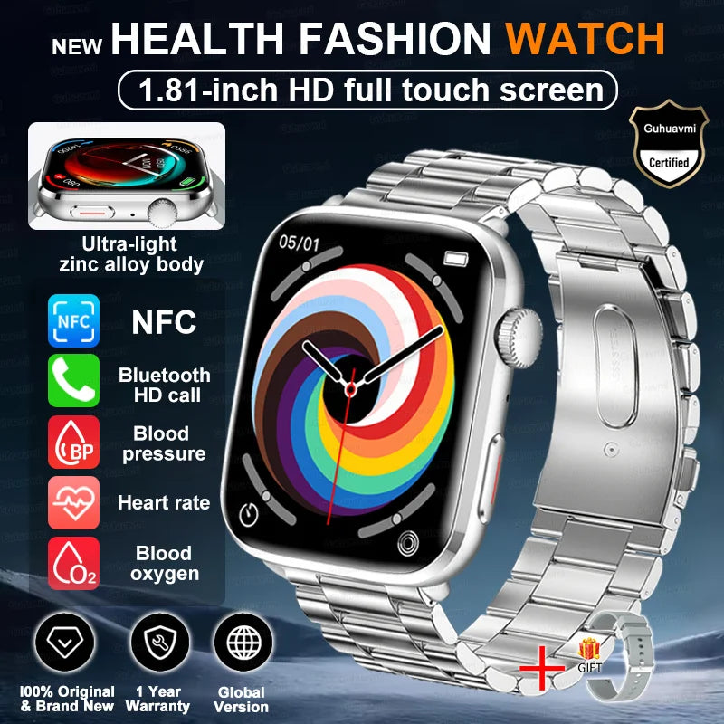 2025 New Blood Pressure AI Diagnosis Smart Watch Men Heart Rate Body temperature IP68 Waterproof NFC Smart Watch For HUAWEI  IOS