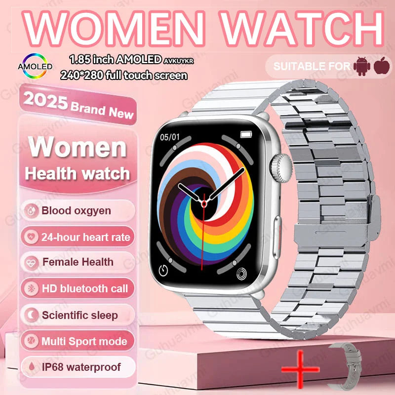 2025 New NFC Smat Watch Women 1.85-inch Blood Pressure Heart Rate Bluetooth Call Female Health Smarwatches Ladies For HUAWEI IOS