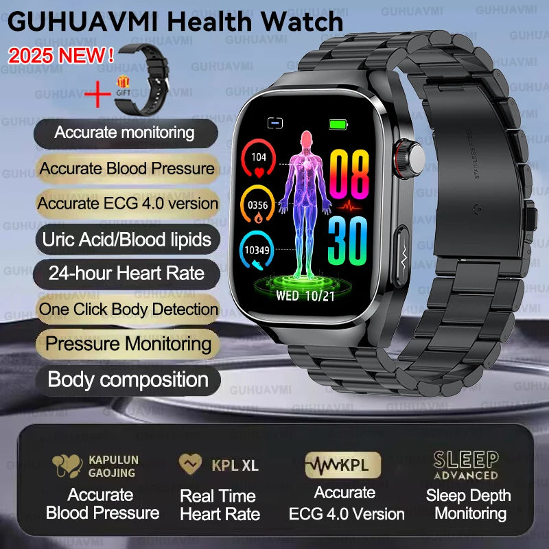 2025 New For Xiaomi Five organ examination Smart Watch Men ECG+PPG Uric Acid Blood Fat Bluetooth Call Sports Health Smartwatches