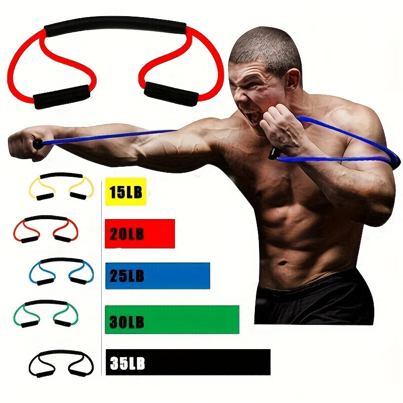 8-Shaped Boxing Tension Belt, Get Fit with Rubber Resistance Band, Men and Women's Outdoor Gym, Karate, Boxing,Yoga and Pilates