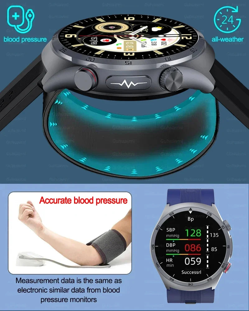 Health Grade Smart Watch Men ECG Air Pump Blood Pressure Blood oxygen ECG+PPG Bluetooth Call NFC SmartWatch For Men Women New