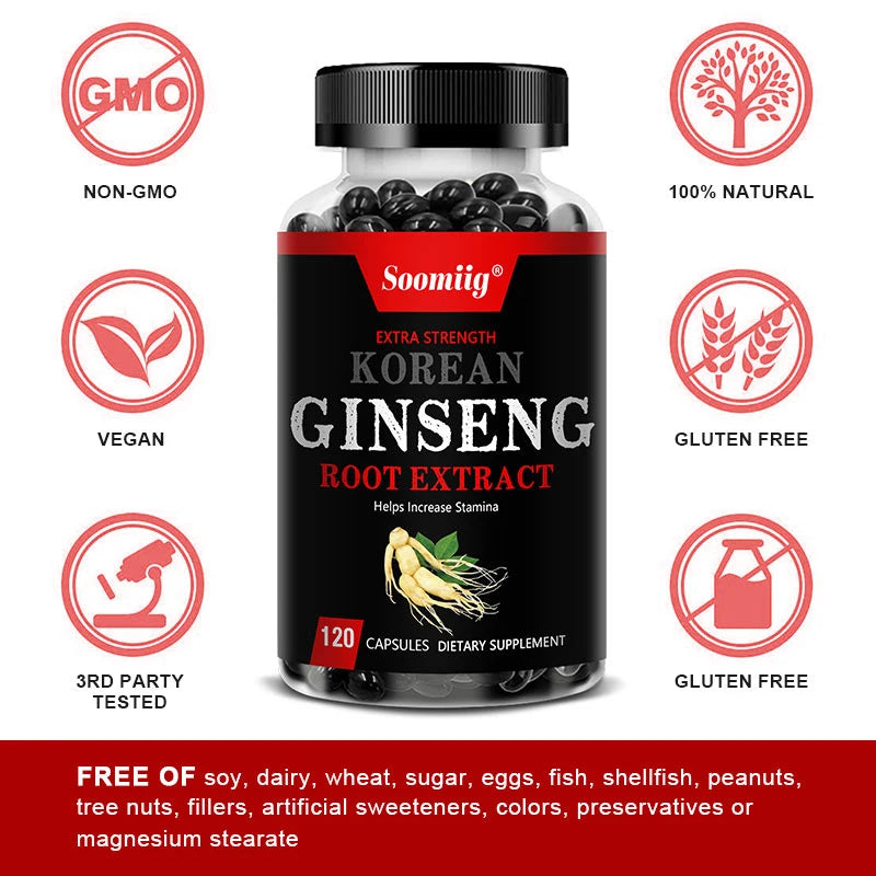 Korean Red Ginseng Extract - Enhances Endurance, Strength and Mood BalanceStrong for energy, stamina and focus
