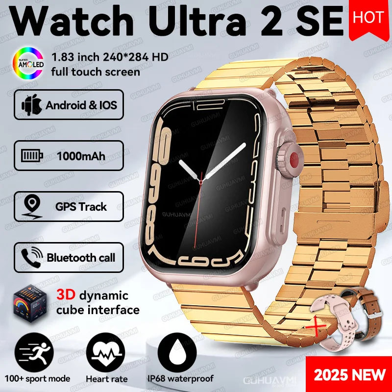 2025 New Watch Ultra 2 SE Men Women 1000mAh Battery HD AMOLED Screen IP68 Waterproof Bluetooth Call For Xiaomi Sport Smart Watch