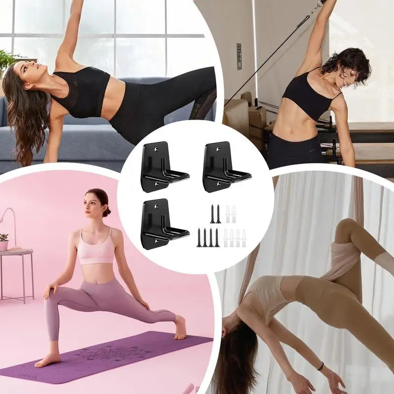 3pcs Multi-Purpose Home Gym Hook For Exercise Space Saving Resistance Band Metal Wall Hook Equipment Home Fitness Attachment