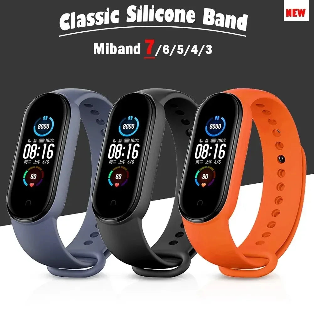 2Pcs Watchband For Mi Band 7 6 5 4 3 Bracelet Xiaomi Mi Band Strap Silicone Sport Replacement Wristband Smartwatch Accessories