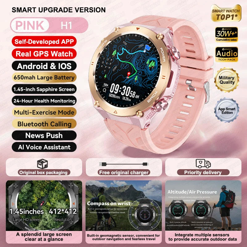 2025 New For Xiaomi GPS Sports Smart Watch Men Waterproof Fitness Trackr Bluetooth call 650Mah Battery Smartwatch Woman Bracelet