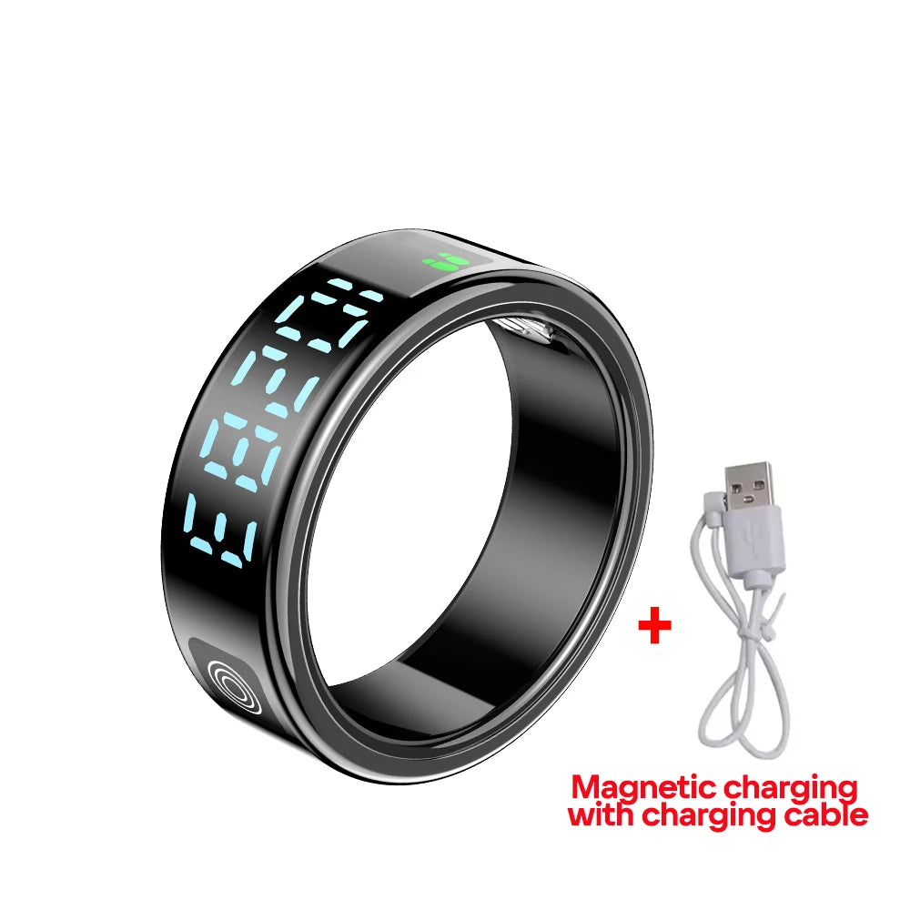 2025 New SR08 Smart Ring Men Women LED Display Screen Heart Rate Blood Oxygen Monitoring 5ATM Waterproof Multi Sports Modes Gift